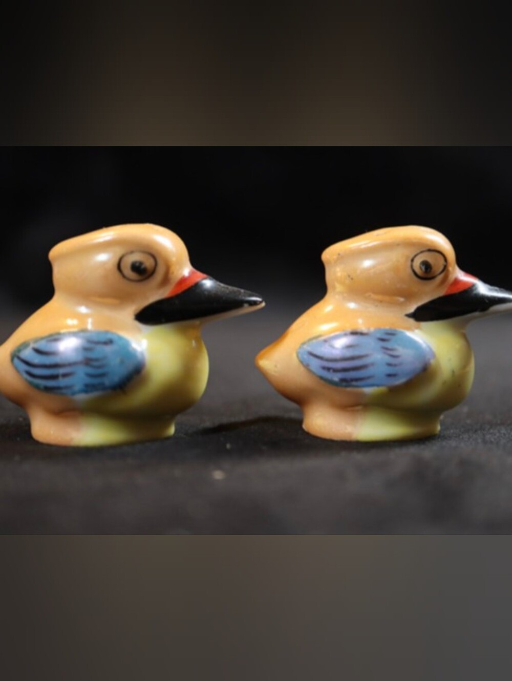 Lusterware Miniature Ceramic Birds Salt & Pepper Shakers 1½“ Tall Japan